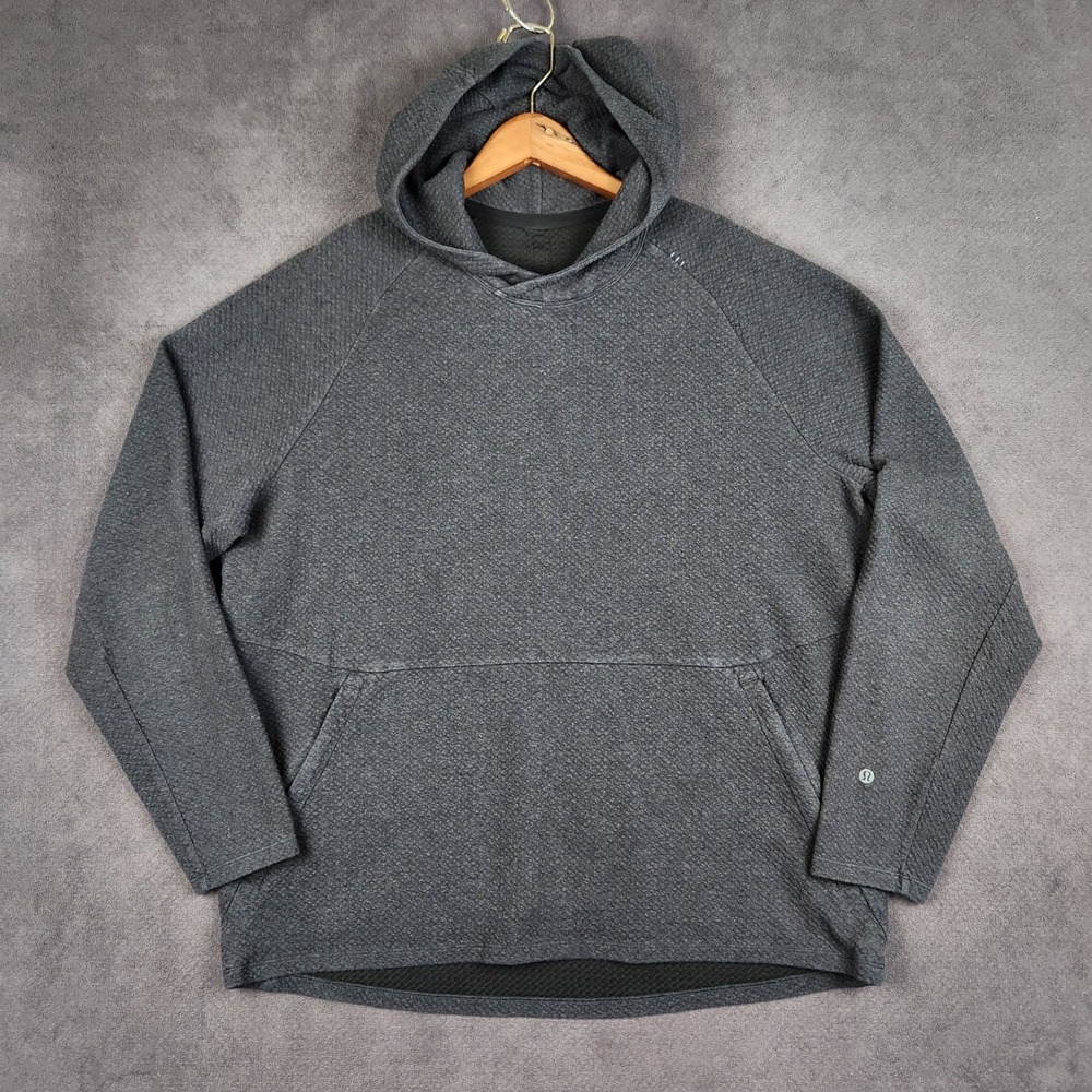 Lululemon At Ease Hoodie Mens XXL Dark Gray Textured Knit Pullover Sweatshirt
